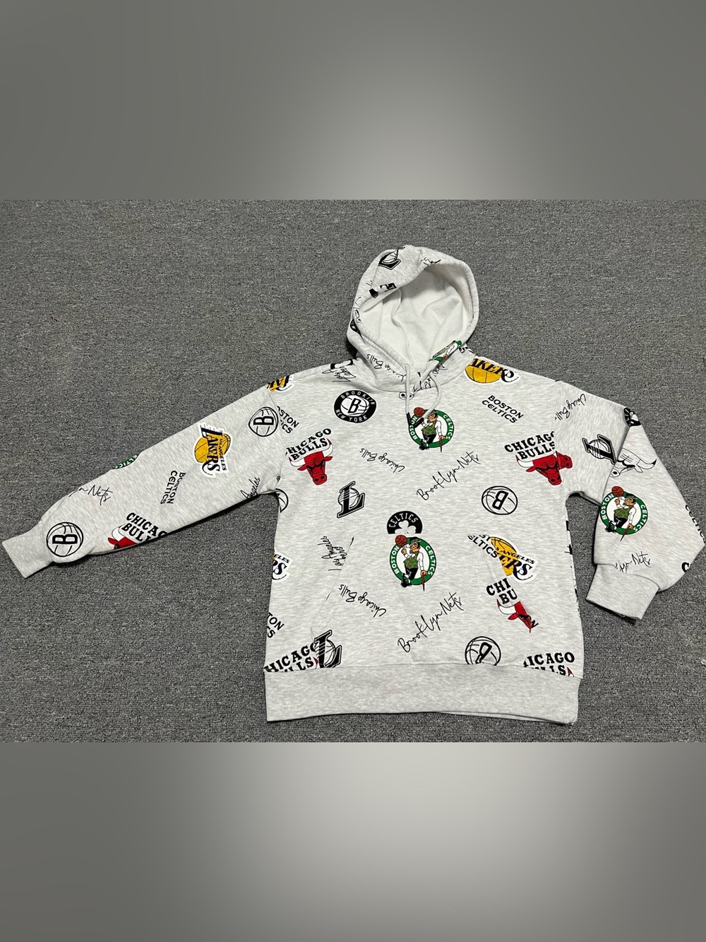 NBA Boy’s Gray Sweatshirt Hoodie with Multiteam Logos